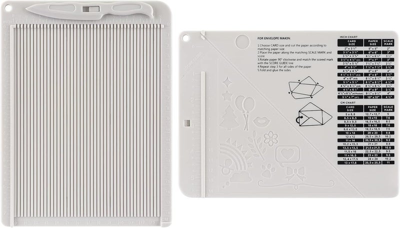 CYFUN DESIGN Mini Score Board Multi-Purpose Scoring Board Envelope Maker with Bone Folder and Guide for Card Making and Paper Crafts Arts Projects Multi-Purpose Scoring Board & Score and Fold Tools - Image 1